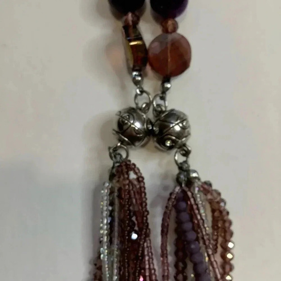 2/$30 VINTAGE Beaded Magnetic Purple/Silver 4 in 1 Necklace - Picture 13 of 16